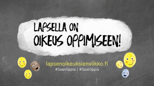 Lapsen oikeuksien viikon teema: Lapsella on oikeus oppimiseen!